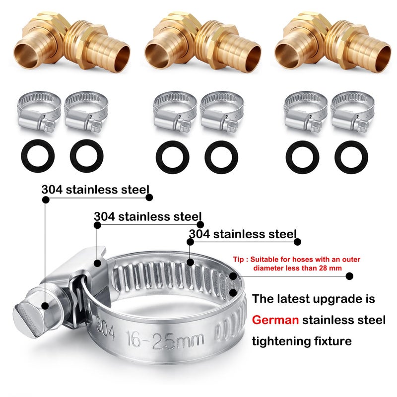 YELUN Solid Brass Garden Hose Repair Connector with Clamps Hose End Repair Kit,Fit for 3/4"Garden Hose Fitting,Male and Female Hose Fittings(3/4"-3 Set) - Image 3